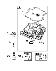 Crankcase Cover/Sump Group Diagram and Parts List for 31R777-0066-G1 200000 - 399999 Briggs and Stratton Engine